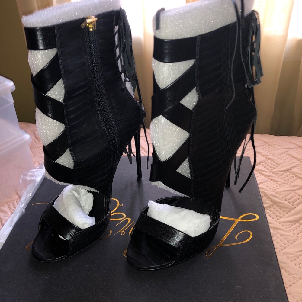 Black open toe heels